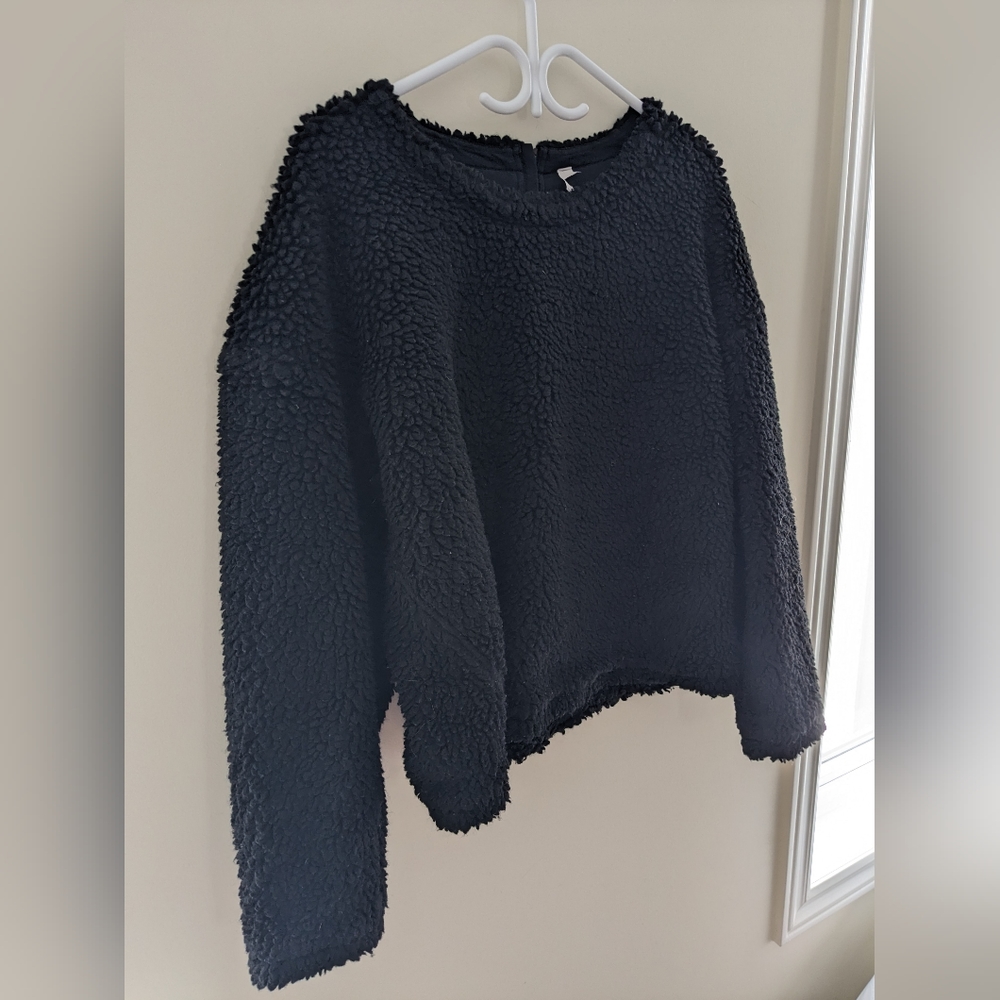 Lululemon 2020 Wool Whenever Crew Sherpa Fleece Sweater Black Size 12 - Picture 4 of 8